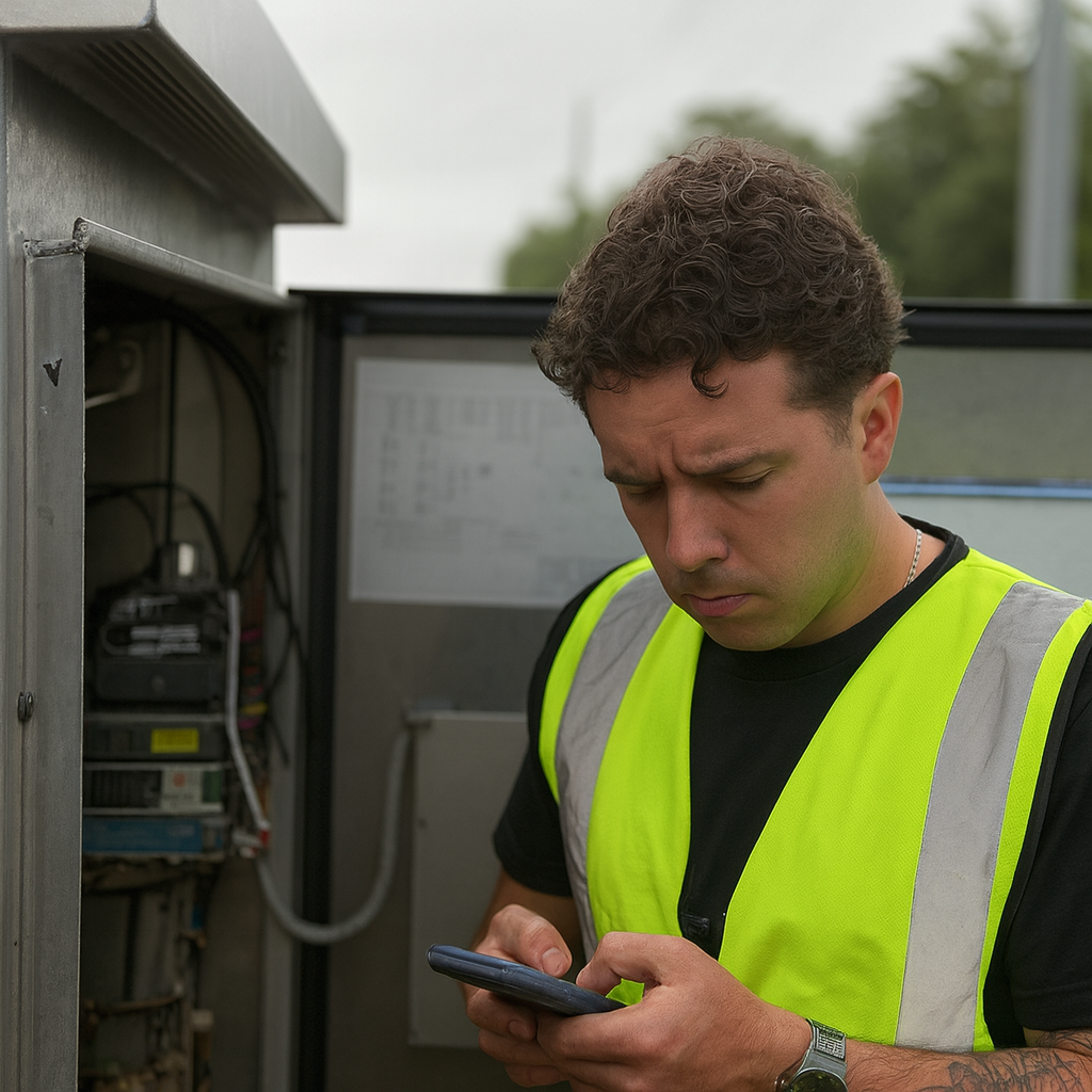 tech at a traffic cabinet